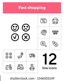 Fast shopping icon set. Product delivery concept. Vector illustration can be used for topics like shopping, buying, online store