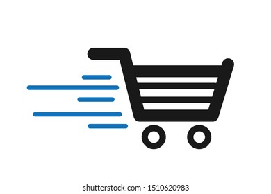 Fast shopping icon vector, shopping basket icon vector isolated