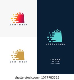 Fast Shopping logo template designs concept vector, Fast Shopping Bag logo template