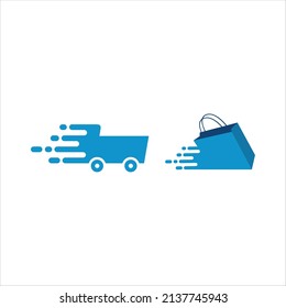 Fast shopping vector logo template