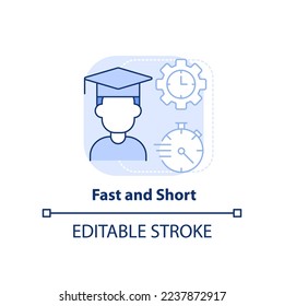 Fast and short light blue concept icon. Microlearning principle abstract idea thin line illustration. Bite-sized learning. Isolated outline drawing. Editable stroke. Arial, Myriad Pro-Bold fonts used