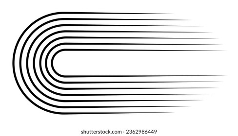 Fast sign, speed lines icon, fast motion effect element, black circle horizontal action lines - stock vector