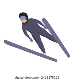 Fast ski jumper icon cartoon vector. Active move. Travel stick adult