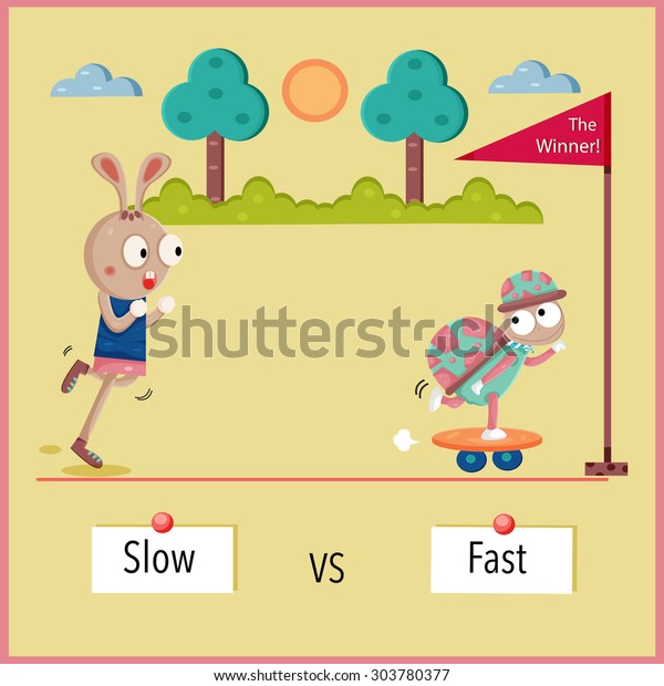 fast-slow-antonym-cartoon-design-illustration-stock-vector-royalty