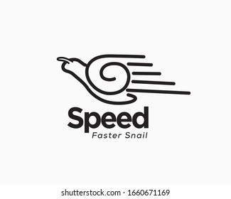 Fast snail line art logo design inspiration