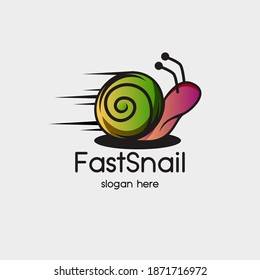 Fast Snail logo designs vector illustration, Animal Snail logo symbol, snail mascot