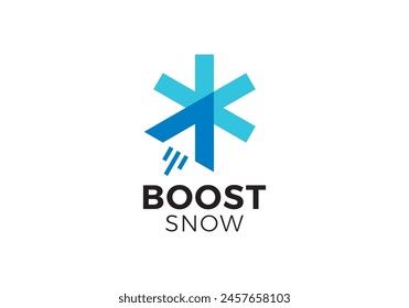 diseño rápido del logotipo de la nieve. diseño del Vector del símbolo del plano del hielo de la nieve