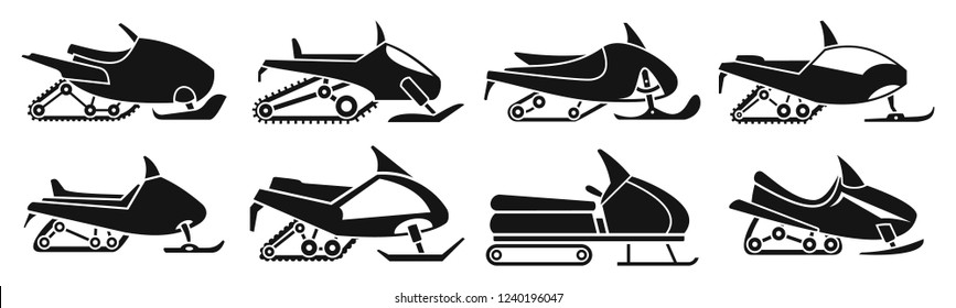 Fast snowmobile icon set. Simple set of fast snowmobile vector icons for web design on white background
