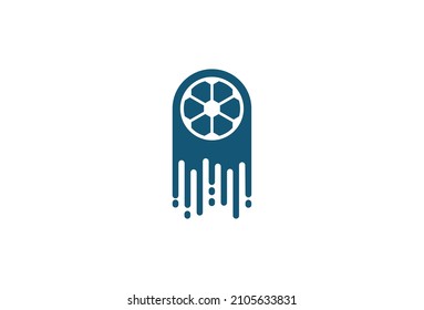 Fast Soccer Logo Symbol Design. Vector Logo Template. A trendy fast icon with soccer ball emblem. Power speed football kick emblem and soccer symbol icon. Football goal silhouette logo symbol. EPS10
