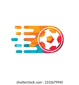 Diseño del logo del vector del fútbol rápido. Concepto de diseño del logotipo del juego de velocidad.