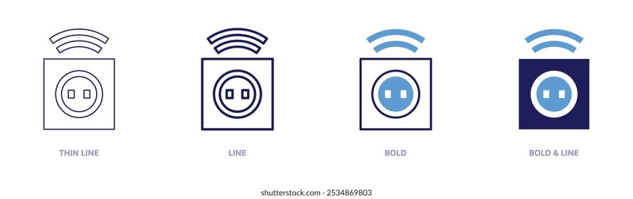Ícone de soquete rápido em 4 estilos diferentes. Linha fina, Linha, Negrito e Linha Negrito. Estilo duotônico. Traçado editável.