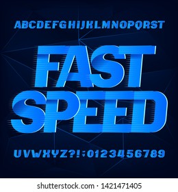 Fast Speed Alphabet Font. Speed Effect Type Letters And Numbers On Abstract Background. Stock Vector Typescript For Your Design.