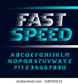 Fast Speed Alphabet Font. Wind Effect Italic Letters, Symbols And Numbers. Stock Vector Typeface For You Design.