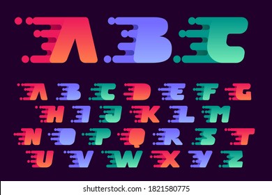 Fast speed alphabet with lines and dots. Perfect to use for Digital ads, Futuristic poster, Sport identity, etc.