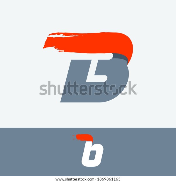Fast speed B letter logo with red dry brush stroke.\
Oblique font for sportswear labels, t-shirt prints, race banners,\
taxi cards etc.