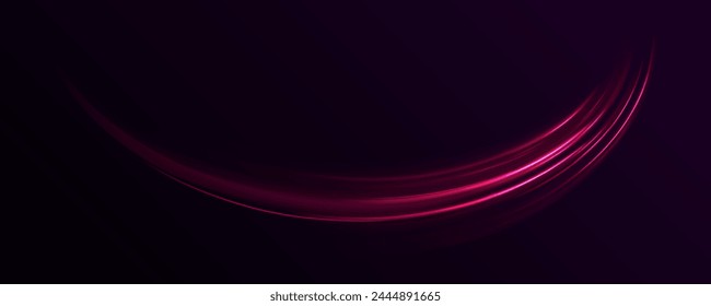 Fast speed car. Abstract red yellow light high speed dynamic on black background vector illustration. Curve streak trail line. Long yellow and red way effect. Vector Glowing neon spiral.	