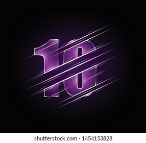 fast speed elements of luxury glass number 10 ten character. purple dark tone background.  vector illustration eps10