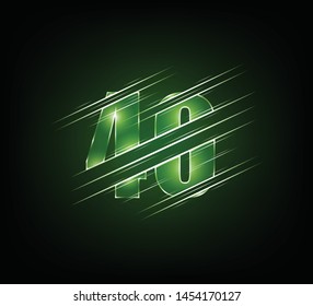fast speed elements of luxury glass number 40 fourty character. green dark tone background.  vector illustration eps10