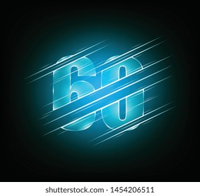 fast speed elements of luxury glass number 60 sixty character. green dark tone background.  vector illustration eps10