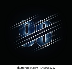 fast speed elements of luxury glass number 90 ninety character. green dark tone background.  vector illustration eps10