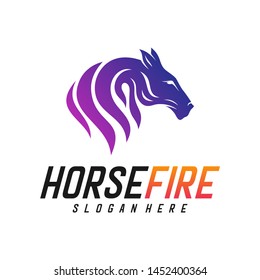 Fast Speed Horse Logo Design Vector. Horse with Fire logo concept vector template