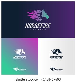 Fast Speed Horse Logo Design Vector. Horse with Fire logo concept vector template