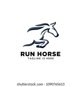 Fast speed jump horse logo