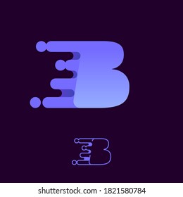 Logotipo de letra rápida B con líneas y puntos. Perfecto para anuncios digitales, afiche futurista, identidad deportiva, etc.