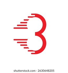 Logotipo del monograma de la letra B de la velocidad rápida en rojo