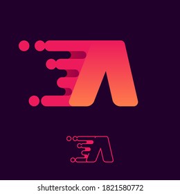 Fast speed letter A logo with lines and dots. Perfect to use for Digital ads, Futuristic poster, Sport identity, etc.