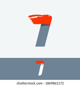 Fast speed I letter logo with red dry brush stroke. Oblique font for sportswear labels, t-shirt prints, race banners, taxi cards etc.