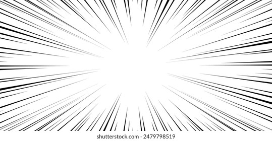 Fast speed lines on white background. Anime comic speed lines movement effect. Vector illustration.