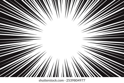 Fast speed lines on white background. Anime comic speed line movement effect