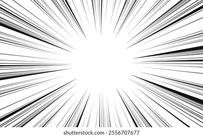 Fast speed lines on white background. Anime comic speed line movement effect