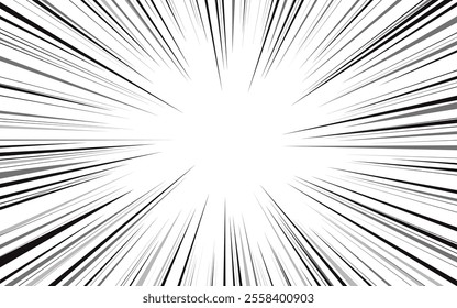 Fast speed lines on white background. Anime comic speed line movement effect. Vector illustration.