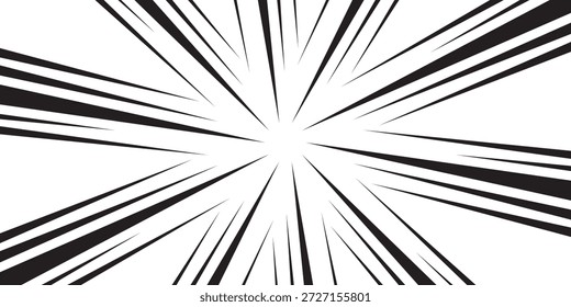 Líneas de velocidad rápida sobre fondo blanco. Efecto de movimiento de líneas de velocidad cómicas de anime. Ilustración vectorial.