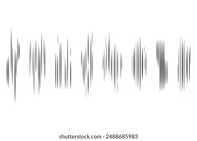 Fast speed lines vector effect. Motion action elements and sharps abstract illustration. Manga and comics books stripes isolated on white background