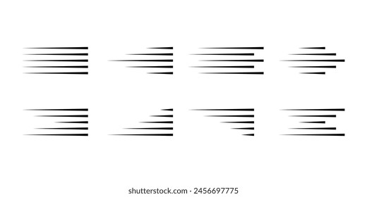 Vector de líneas de velocidad rápida. Juego de iconos vectoriales de manga de velocidad. Vector de efecto de velocidad
