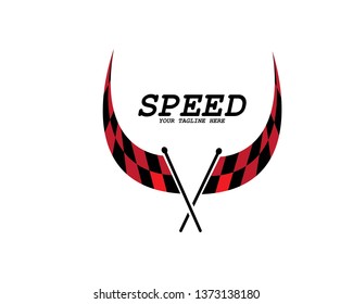 Fast Speed logo designs concept vector, Simple Racing Flag logo template - Vector
