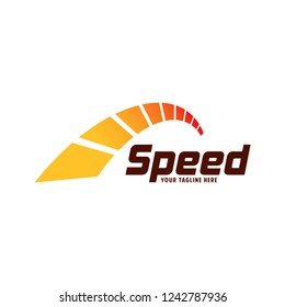 Fast and Speed logo template vector. Speed logo design, turbo speed title, silhouette speedometer symbol icon vector.