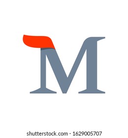 Fast speed M serif letter logo. Vector classic typeface for delivery labels, sport headlines, race posters,  cards etc.