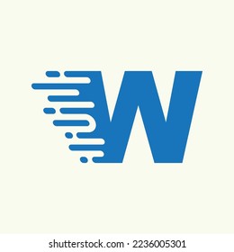 Fast Speed Motion Circuit Style Logo Letter of W 
