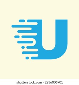 Fast Speed Motion Circuit Style Logo Letter of U 