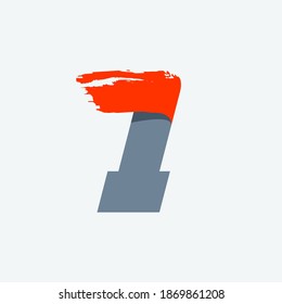 Fast speed number one logo with red dry brush stroke. Oblique font for sportswear labels, t-shirt prints, race banners, taxi cards etc.