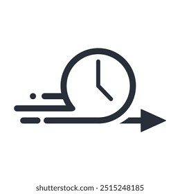 Velocidad rápida, tiempo rápido. Desarrollo ágil. Icono lineal de Vector aislado sobre fondo blanco.