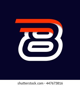 Fast speed sport number eight logo on black. Vector elements for sportswear, t-shirt, banner, card, labels or posters.