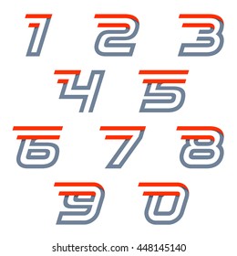 Fast speed sport numbers set logos. Vector elements for sportswear, t-shirt, banner, card, labels or posters.