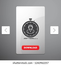 fast, speed, stopwatch, timer, girl Glyph Icon in Carousal Pagination Slider Design & Red Download Button