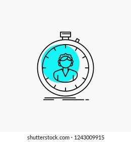 fast, speed, stopwatch, timer, girl Line Icon