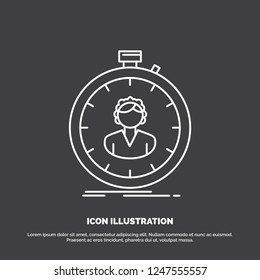 fast, speed, stopwatch, timer, girl Icon. Line vector symbol for UI and UX, website or mobile application
